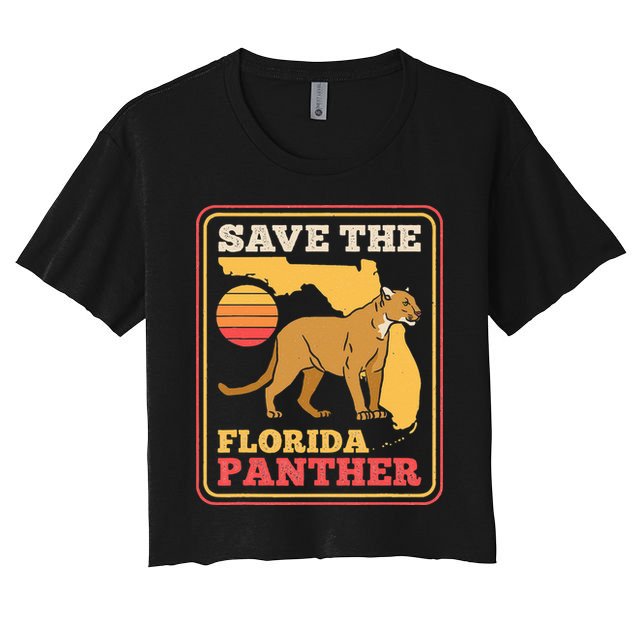 Save The Florida Panther Retro Wildlife Cougar Crop Top