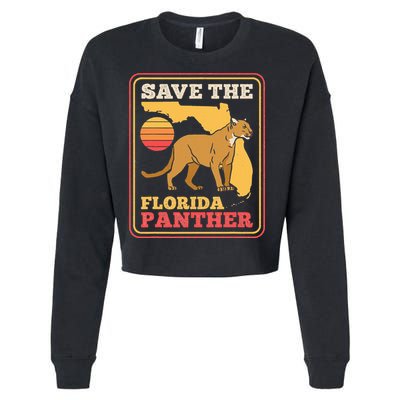 Save The Florida Panther Retro Wildlife Cougar Cropped Pullover Crew