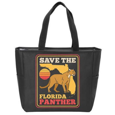 Save The Florida Panther Retro Wildlife Cougar Zip Tote Bag