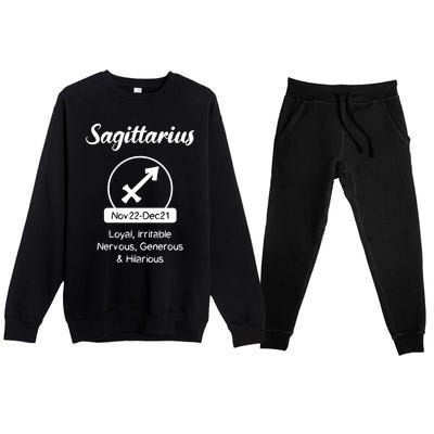 Sagittarius Traits Funny Zodiac Design Gift For Sagittarius Gift Premium Crewneck Sweatsuit Set