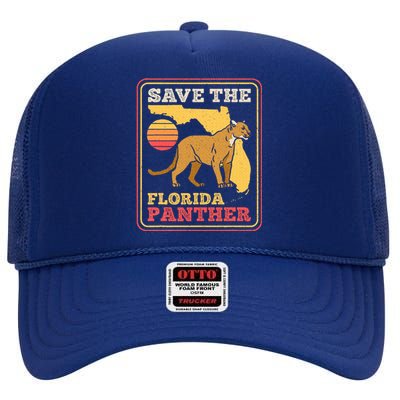 Save The Florida Panther High Crown Mesh Back Trucker Hat