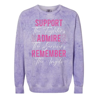 Support The Fighters Breast Cancer Awareness Month Support Colorblast Crewneck Sweatshirt