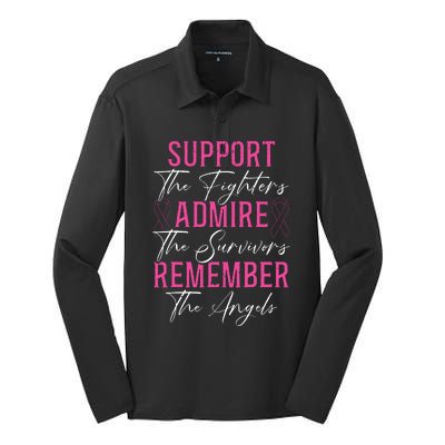 Support The Fighters Breast Cancer Awareness Month Support Silk Touch Performance Long Sleeve Polo