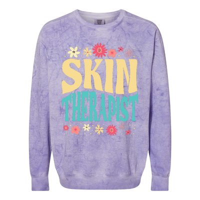 Skin Therapist Floral Outfit Skincare Specialist Beauty Colorblast Crewneck Sweatshirt