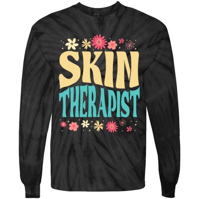 Skin Therapist Floral Outfit Skincare Specialist Beauty Tie-Dye Long Sleeve Shirt