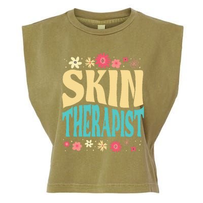 Skin Therapist Floral Outfit Skincare Specialist Beauty Garment-Dyed Women's Muscle Tee