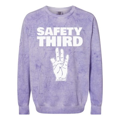 Safety Third Funny Missing Finger Safety Third Colorblast Crewneck Sweatshirt