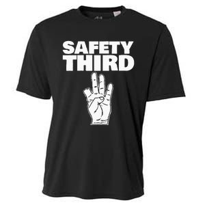 Safety Third Funny Missing Finger Safety Third Cooling Performance Crew T-Shirt