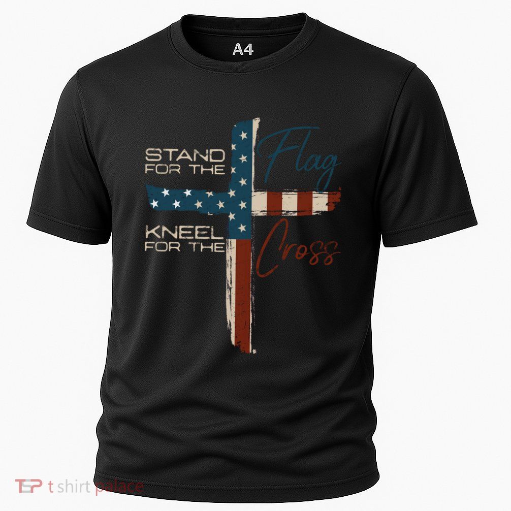 Stand The Flag And Cross Faith American Christian Great Gift Performance Shirt