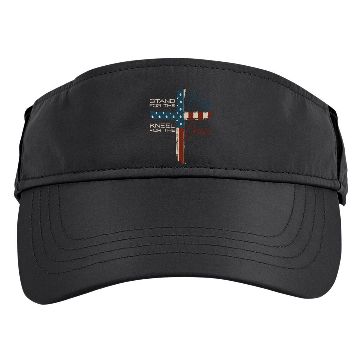 Stand The Flag And Cross Faith American Christian Great Gift Adult Drive Performance Visor