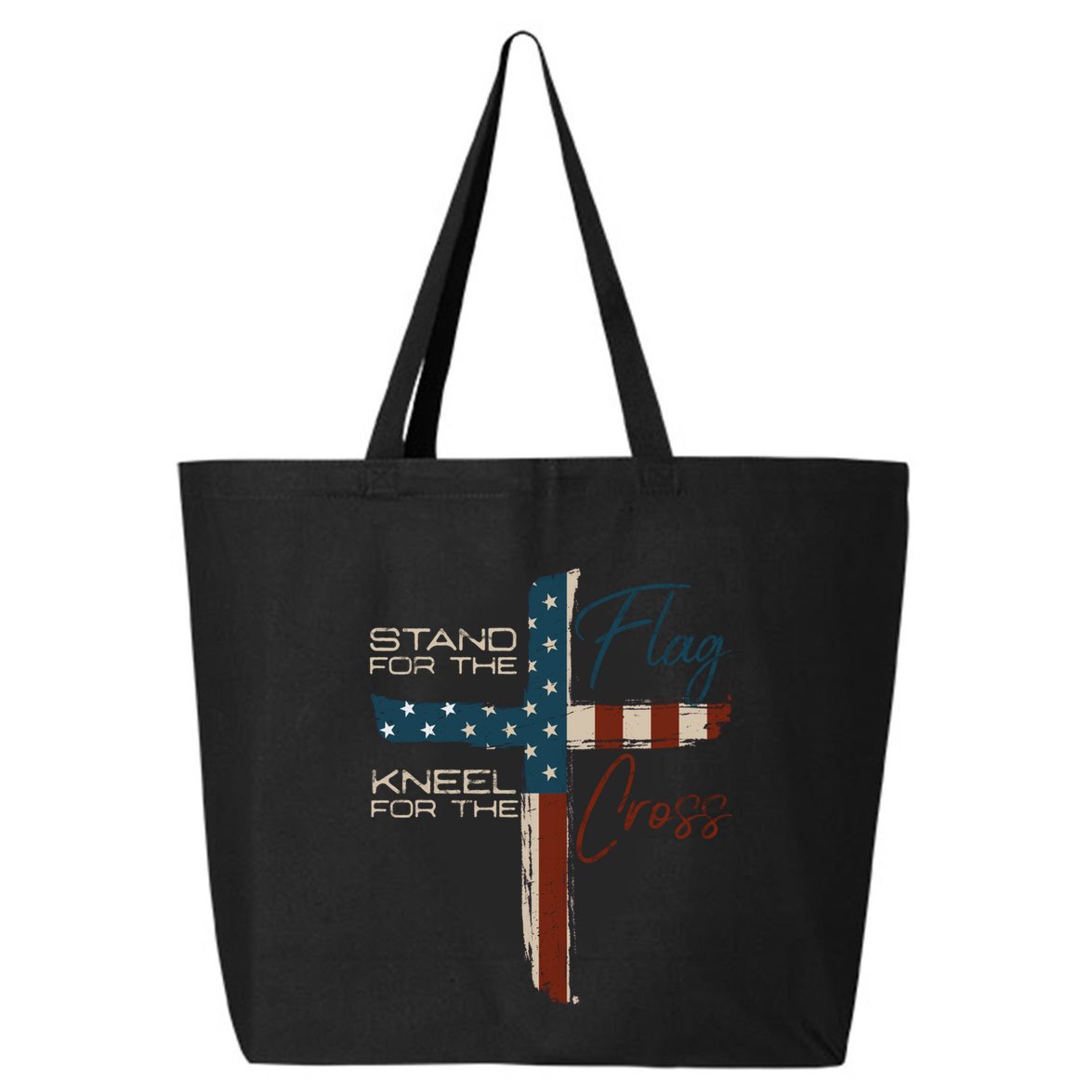 Stand The Flag And Cross Faith American Christian Great Gift 25L Jumbo Tote