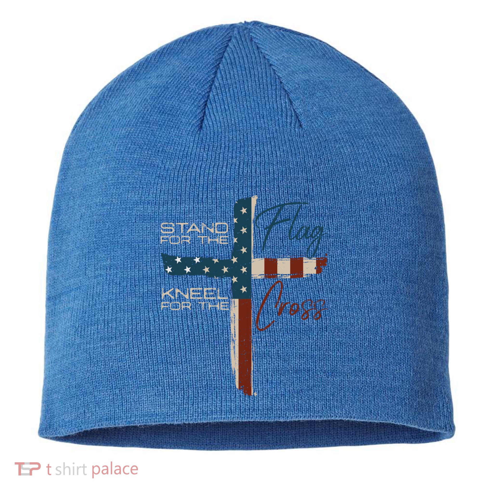 Stand The Flag And Cross Faith American Christian Great Gift Sustainable Beanie