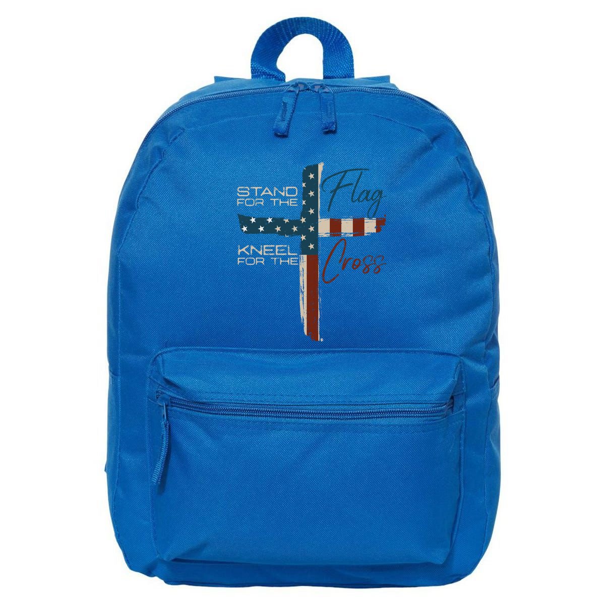 Stand The Flag And Cross Faith American Christian Great Gift 16 in Basic Backpack
