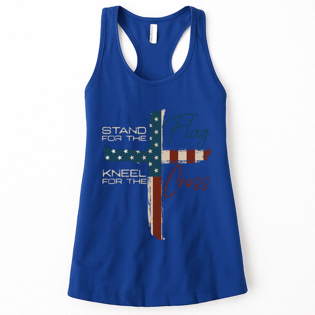 Stand The Flag And Cross Faith American Christian Great Gift Womens Tank Top