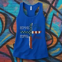Stand The Flag And Cross Faith American Christian Great Gift Womens Tank Top