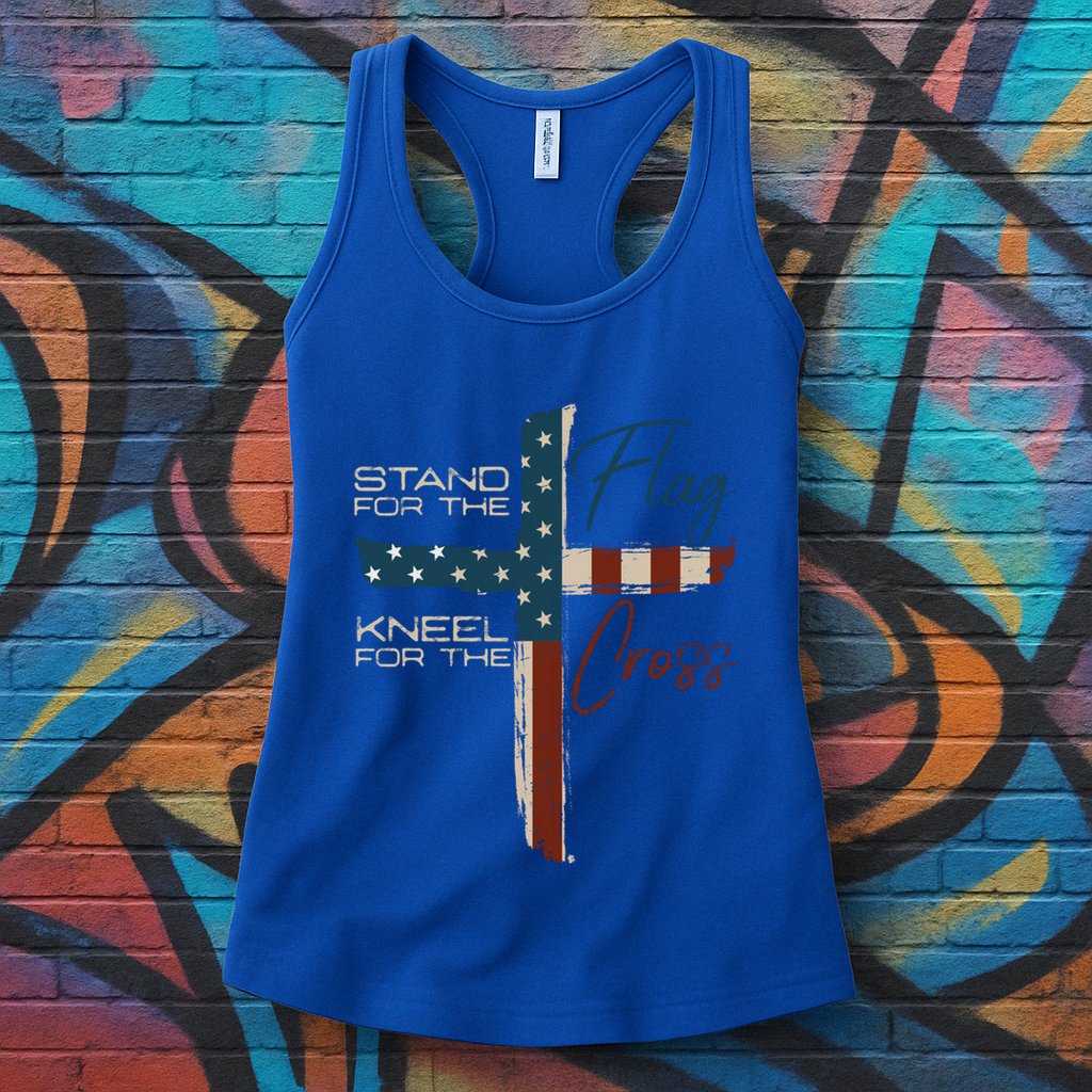 Stand The Flag And Cross Faith American Christian Great Gift Womens Tank Top