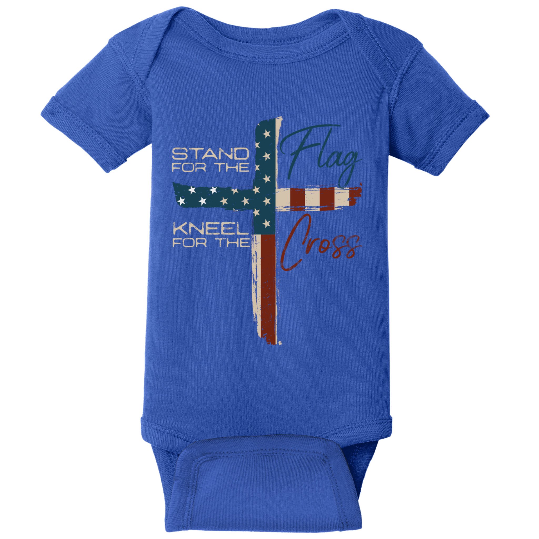 Stand The Flag And Cross Faith American Christian Great Gift Baby Bodysuit