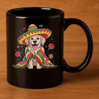 Sombrero Tacos Fiesta Pup Dog Lover Cinco De Mayo Funny 11oz C Handle Ceramic Mug