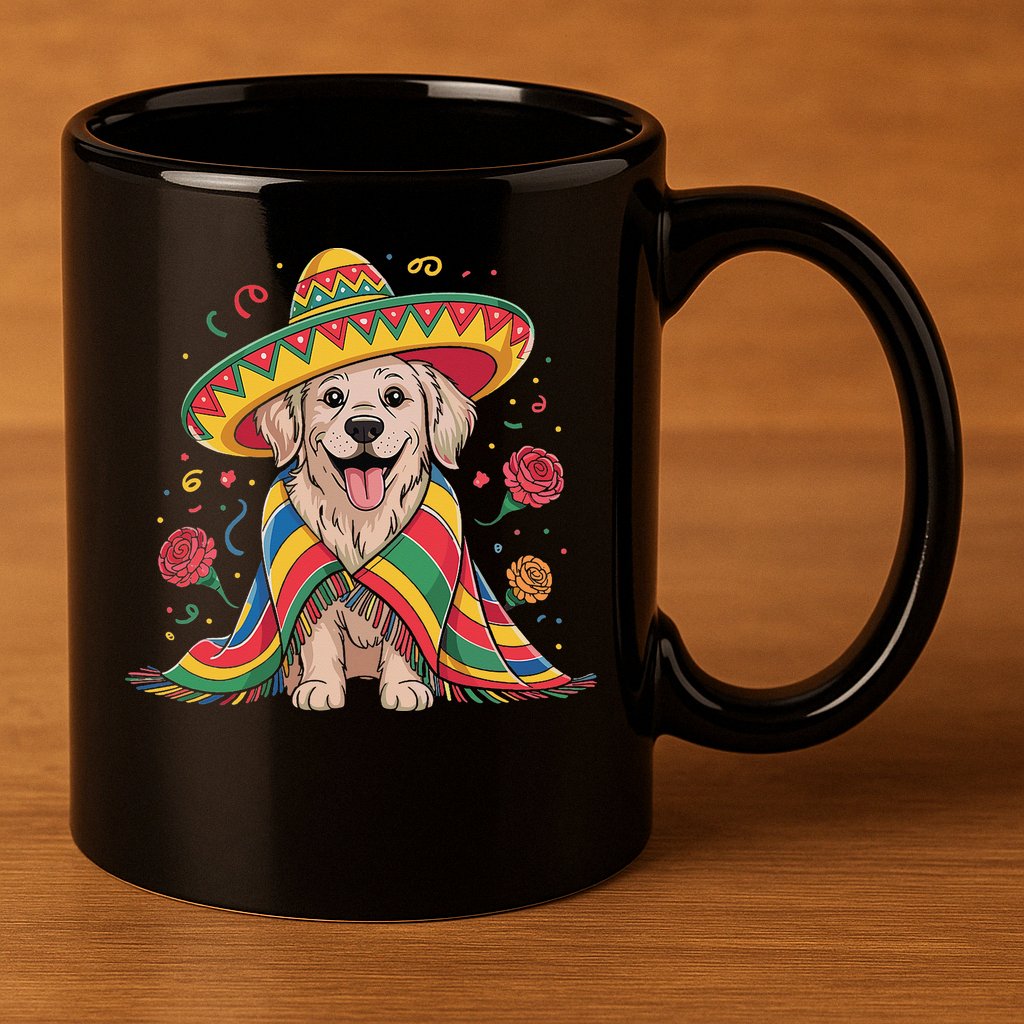 Sombrero Tacos Fiesta Pup Dog Lover Cinco De Mayo Funny 11oz C Handle Ceramic Mug