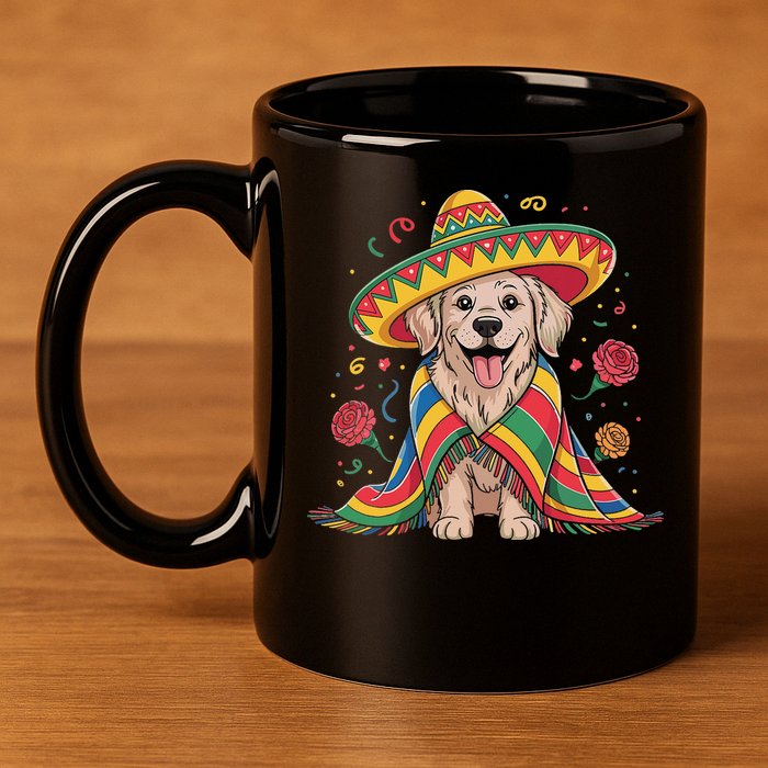 Sombrero Tacos Fiesta Pup Dog Lover Cinco De Mayo Funny 11oz C Handle Ceramic Mug