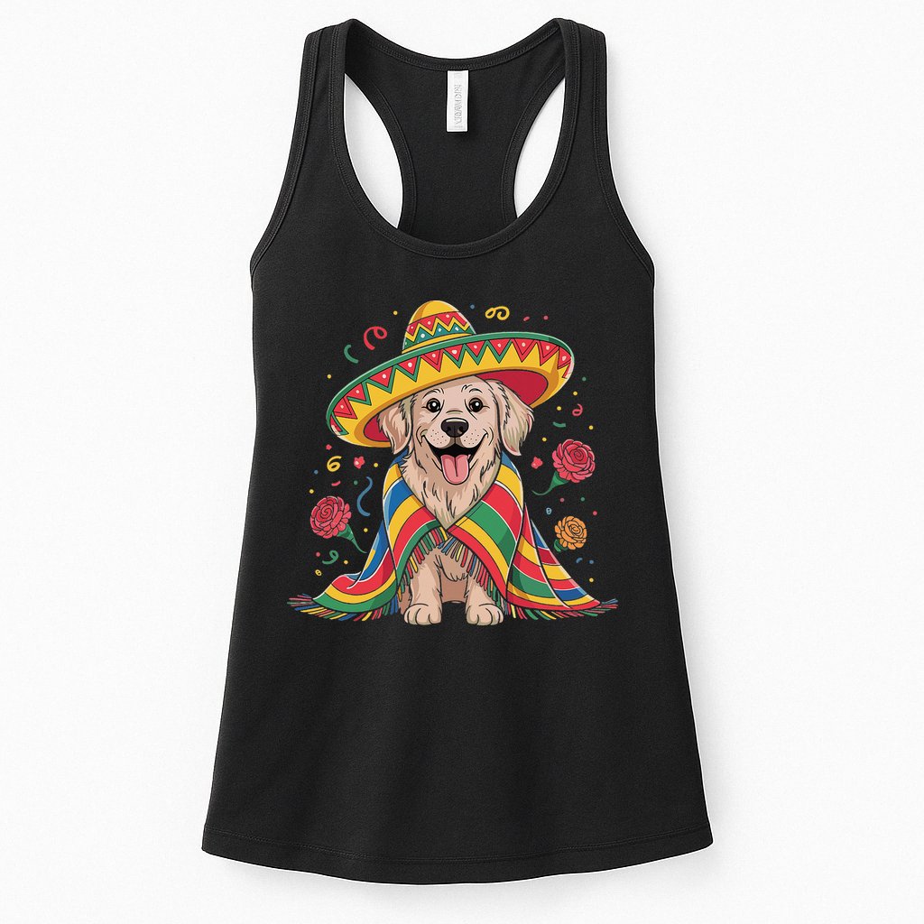 Sombrero Tacos Fiesta Pup Dog Lover Cinco De Mayo Funny Womens Tank Top