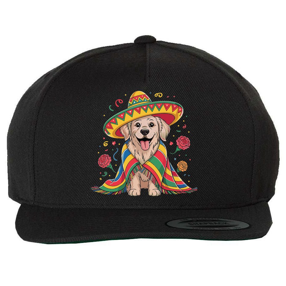 Sombrero Tacos Fiesta Pup Dog Lover Cinco De Mayo Funny Wool Snapback Cap