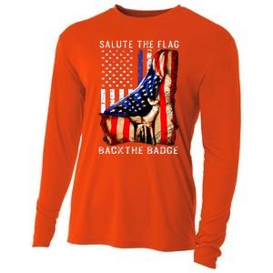 Salute The Flag Back The Badge Flag Police Hand Cooling Performance Long Sleeve Crew