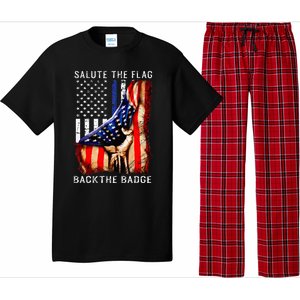 Salute The Flag Back The Badge Flag Police Hand Pajama Set