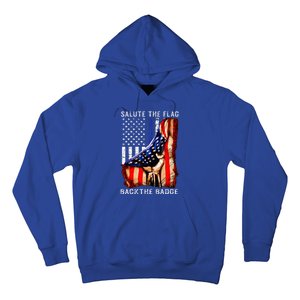 Salute The Flag Back The Badge Flag Police Hand Hoodie