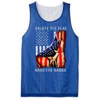 Salute The Flag Back The Badge Flag Police Hand Mesh Reversible Basketball Jersey Tank