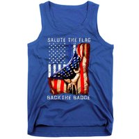 Salute The Flag Back The Badge Flag Police Hand Tank Top