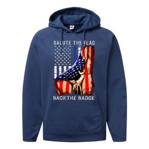 Salute The Flag Back The Badge Flag Police Hand Performance Fleece Hoodie