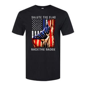 Salute The Flag Back The Badge Flag Police Hand Softstyle CVC T-Shirt