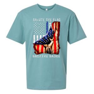 Salute The Flag Back The Badge Flag Police Hand Sueded Cloud Jersey T-Shirt