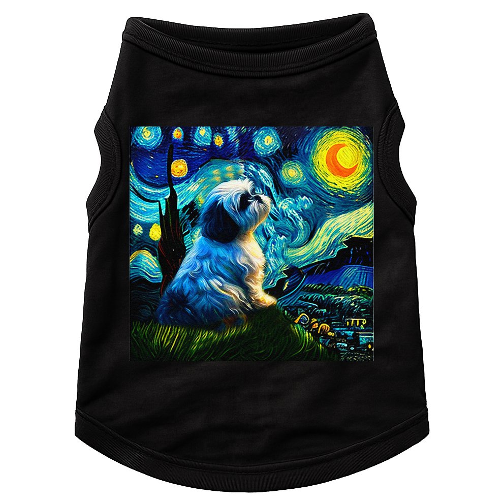 Shih Tzu Funny Dog Van Gogh Starry Night Cutes Funny Clothes Goods Gi Doggie Tank