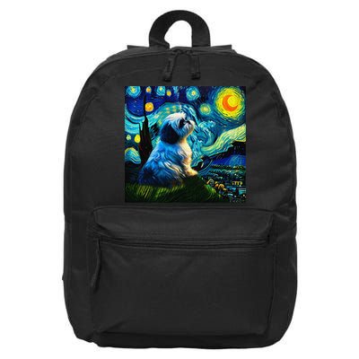 Shih Tzu Funny Dog Van Gogh Starry Night Cutes Funny Clothes Goods Gi 16 in Basic Backpack