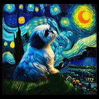 Shih Tzu Funny Dog Van Gogh Starry Night Cutes Funny Clothes Goods Gi 16 in Basic Backpack