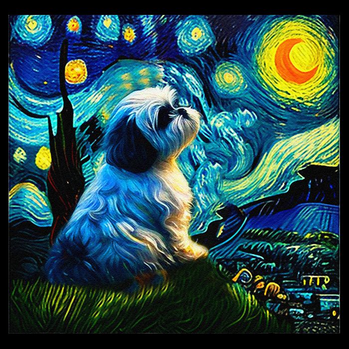 Shih Tzu Funny Dog Van Gogh Starry Night Cutes Funny Clothes Goods Gi 16 in Basic Backpack
