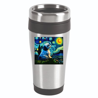 Shih Tzu Funny Dog Van Gogh Starry Night Cutes Funny Clothes Goods Gi 16oz Travel Tumbler