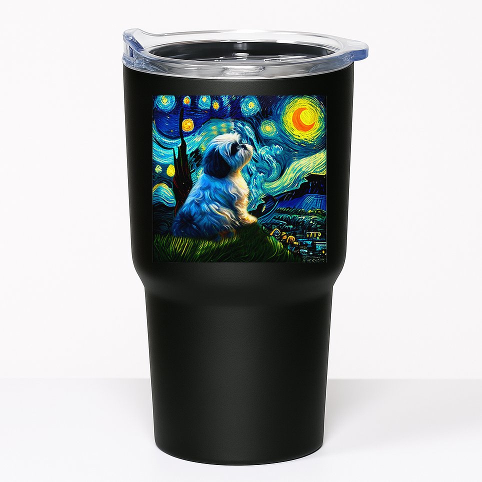 Shih Tzu Funny Dog Van Gogh Starry Night Cutes Funny Clothes Goods Gi Tumbler