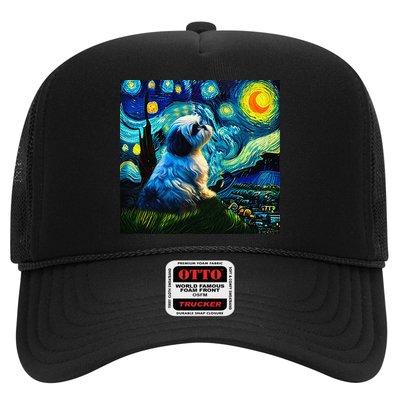 Shih Tzu Funny Dog Van Gogh Starry Night Cutes Funny Clothes Goods Gi Trucker Hat