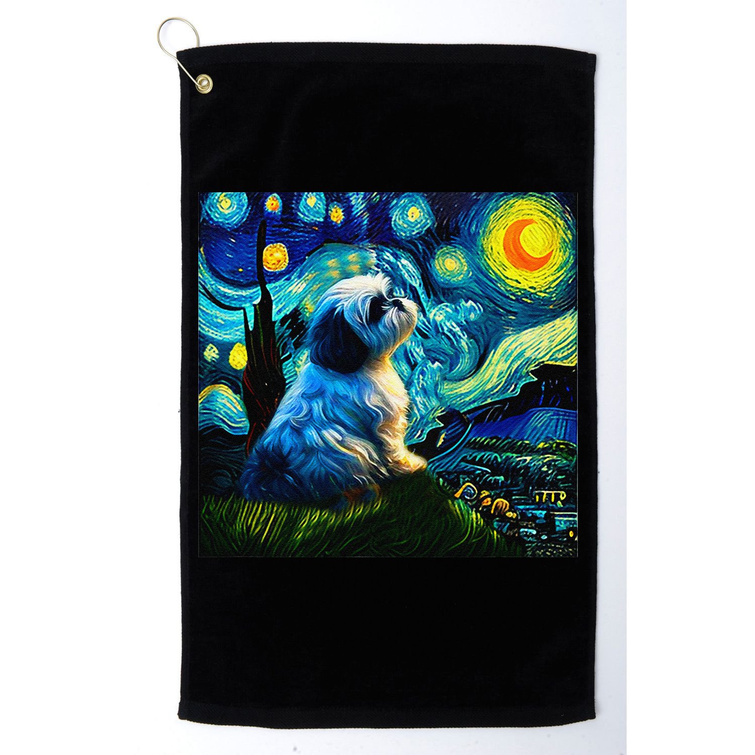 Shih Tzu Funny Dog Van Gogh Starry Night Cutes Funny Clothes Goods Gi Golf Towel