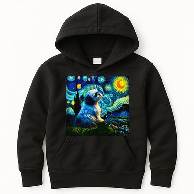 Shih Tzu Funny Dog Van Gogh Starry Night Cutes Funny Clothes Goods Gi Kids Hoodie
