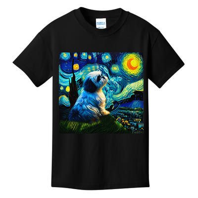 Shih Tzu Funny Dog Van Gogh Starry Night Cutes Funny Clothes Goods Gi Kids T-Shirt