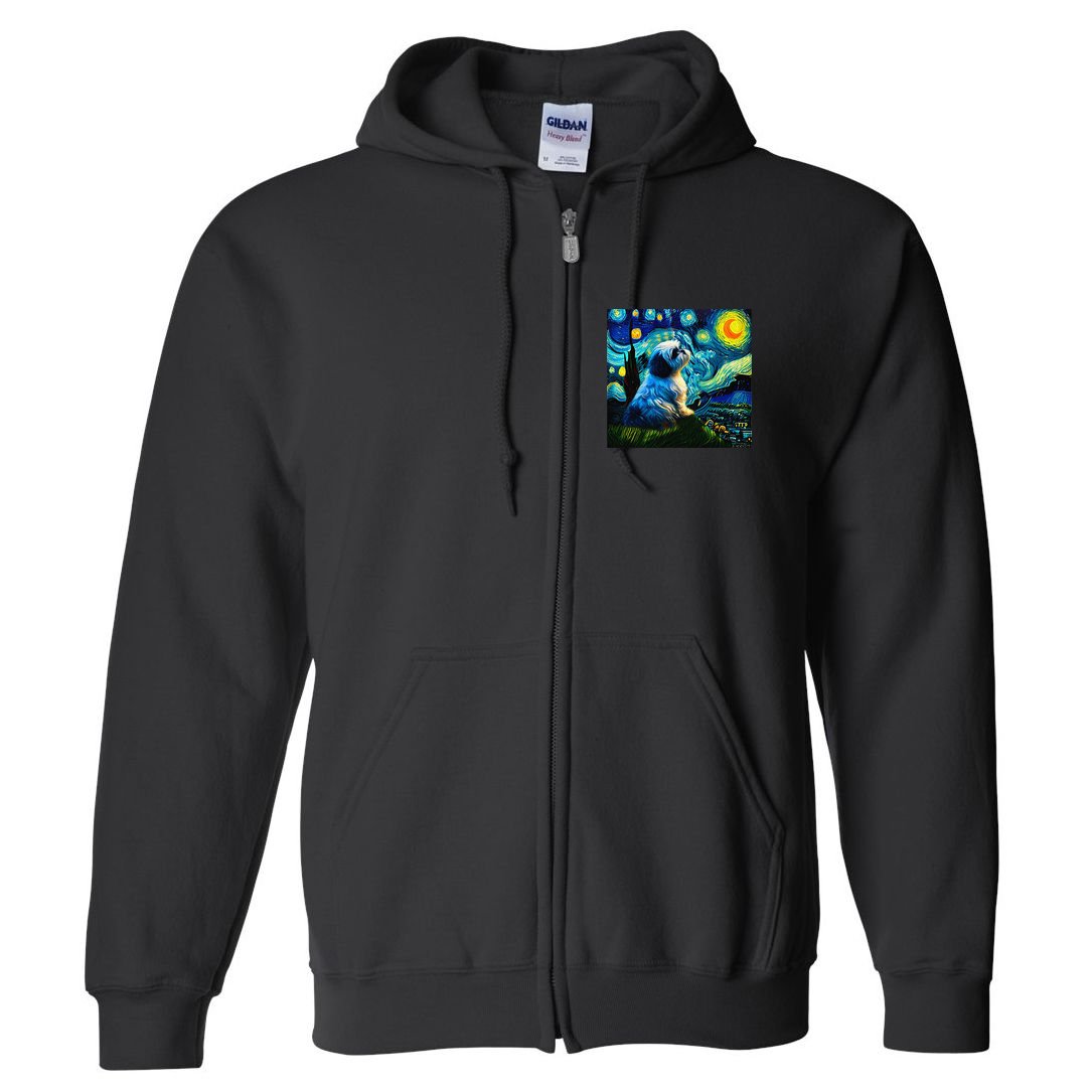 Shih Tzu Funny Dog Van Gogh Starry Night Cutes Funny Clothes Goods Gi Full Zip Hoodie