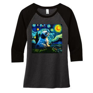 Shih Tzu Funny Dog Van Gogh Starry Night Cutes Funny Clothes Goods Gi Women's Tri-Blend 3/4-Sleeve Raglan Shirt