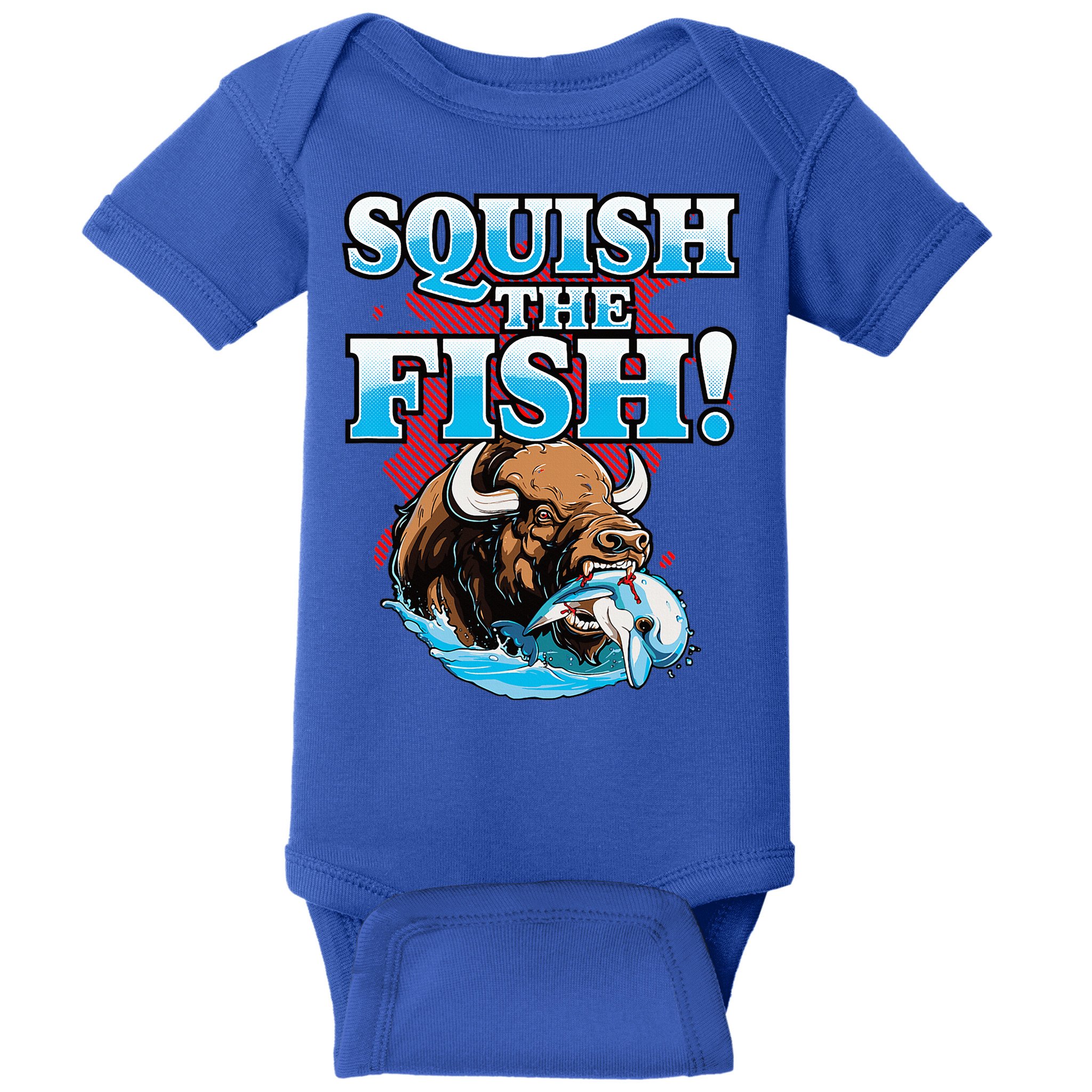 SQUISH THE FISH bison eating dolphin food chain fantasy Baby Bodysuit