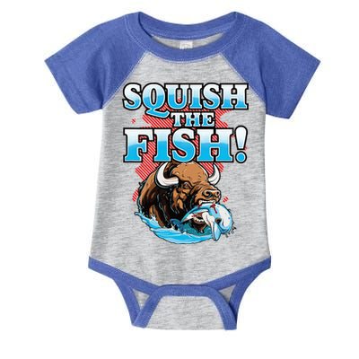 SQUISH THE FISH bison eating dolphin food chain fantasy Infant Baby Jersey Bodysuit