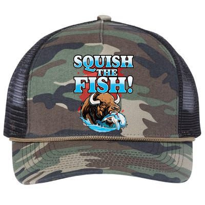 SQUISH THE FISH bison eating dolphin food chain fantasy Retro Rope Trucker Hat Cap