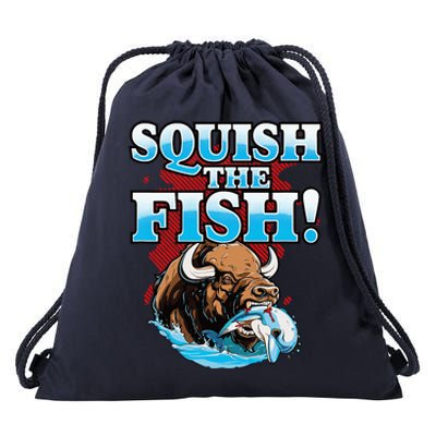 SQUISH THE FISH bison eating dolphin food chain fantasy Drawstring Bag